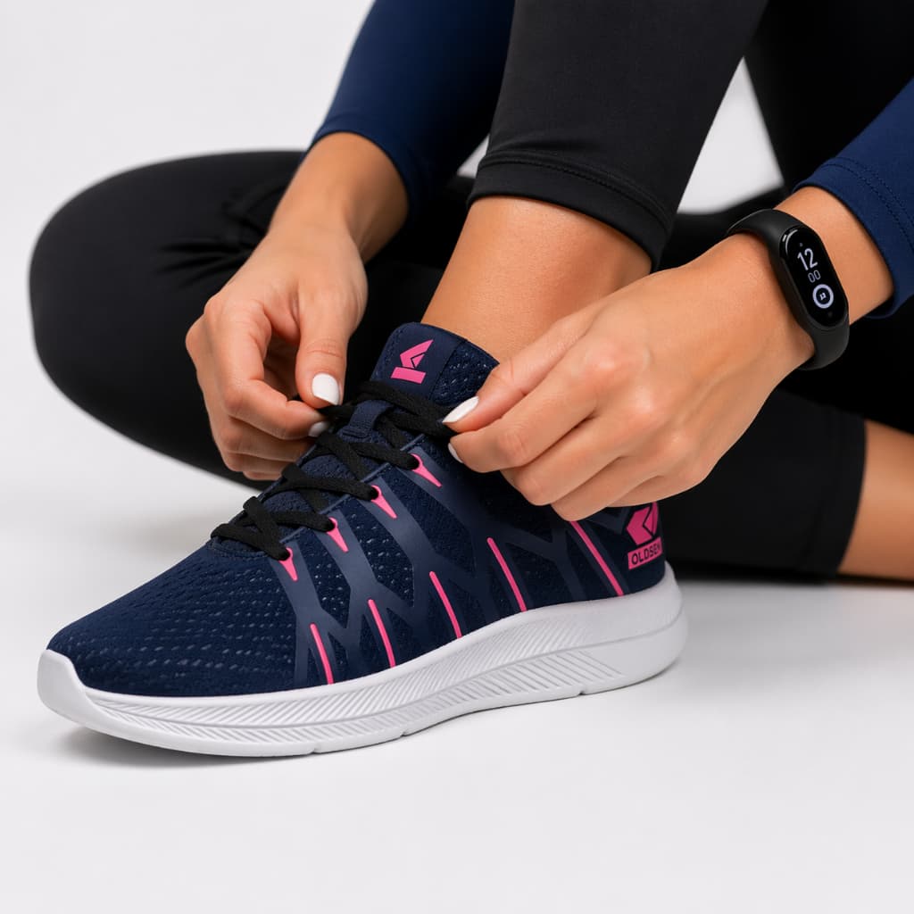 Kit tênis feminino academia esporte dia a dia treino casual relógio digital moderno