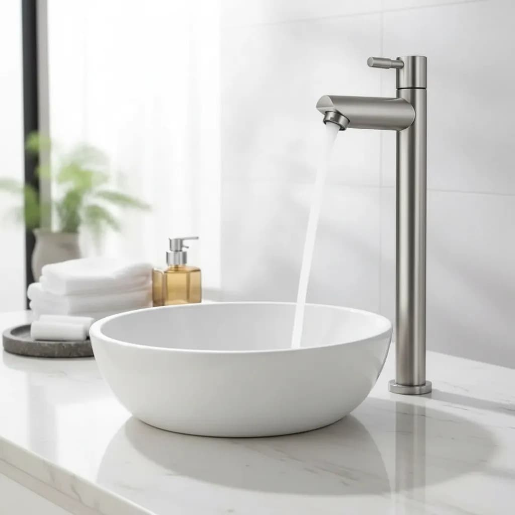Torneira Para Banheiro Bica Alta Metal De Inox Luxo Alavanca Premium 1/4 Economiza Agua Alta Durabilidade