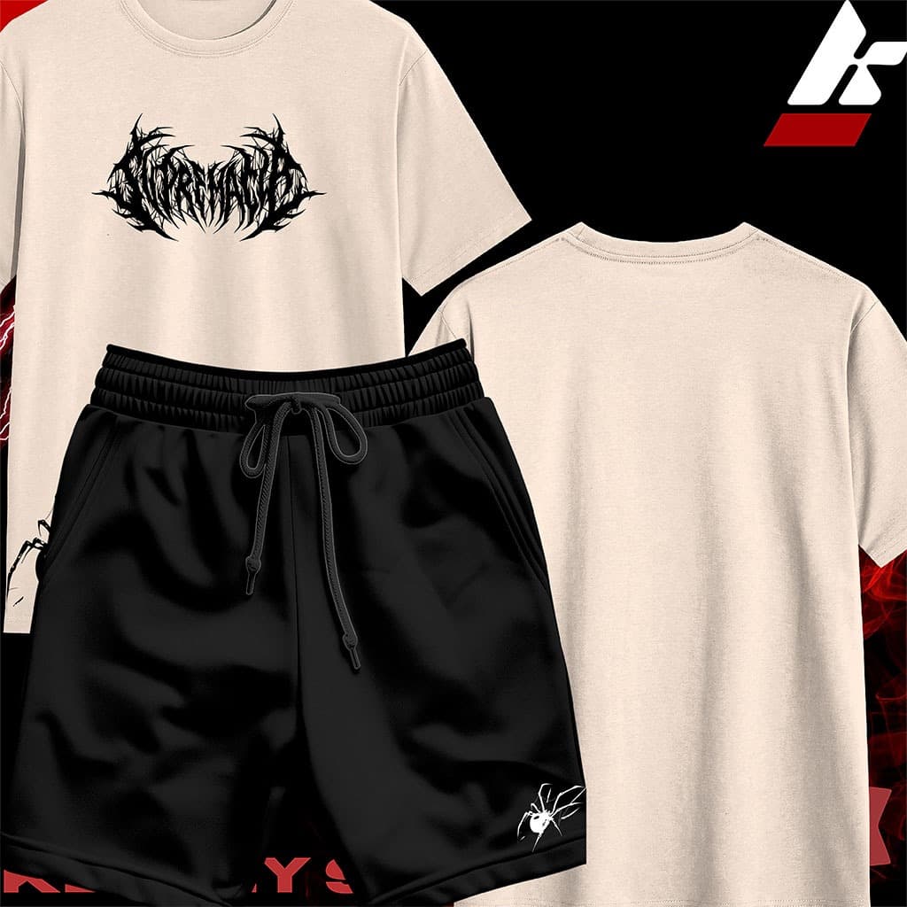 Kit Camiseta+Short de Moletom 100% Algodão Estilo Streetwer