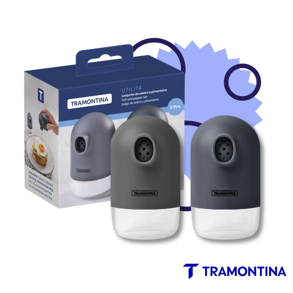 Kit Saleiro e Pimenteiro Tramontina Poliestireno Cinza