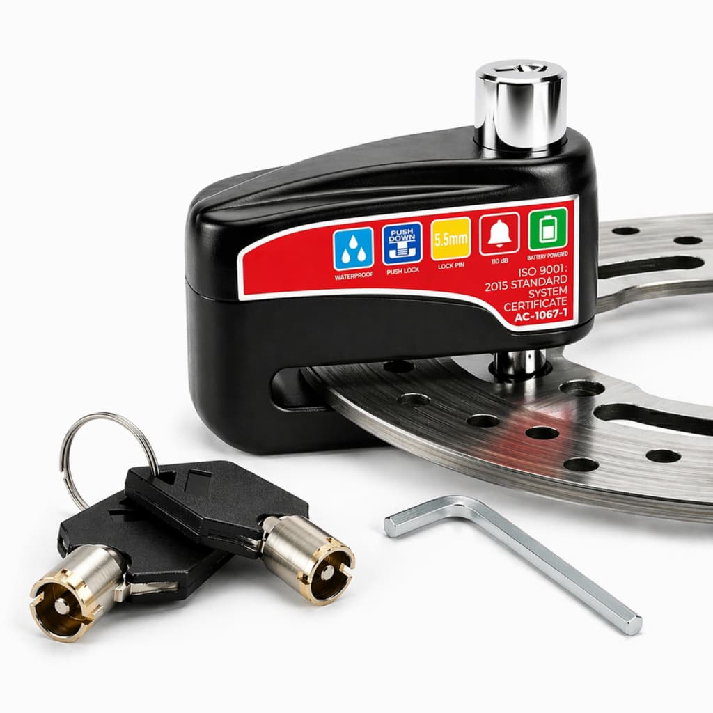 Trava Cadeado De Freio Disco Com Alarme Sonoro Para Moto