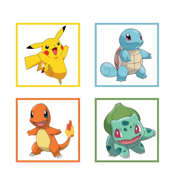 KIT 4 QUADROS POKEMON - Quadro Decorativo em mdf Vinil - medida 20x20cm cada - decoração