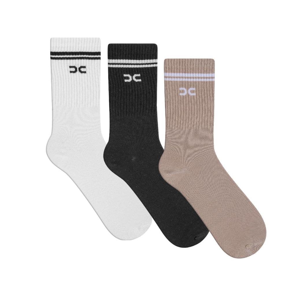 Kit Meias Academia Corrida Casual Combo 3 Meia Lisa Cano Alto Longo Feminina Meia Esporte Masculina