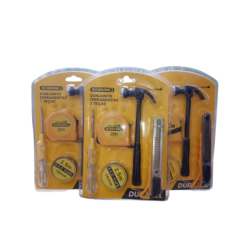 KIT FERRAMENTAS 5 PEÇAS BOMVINK – COMPLETO, PRÁTICO E ESSENCIAL PARA O DIA A DIA