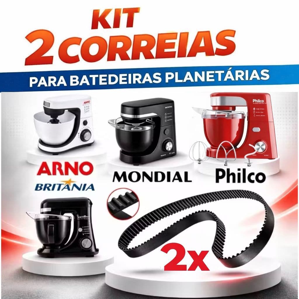 Kit 2 correias para batedeira planetária.