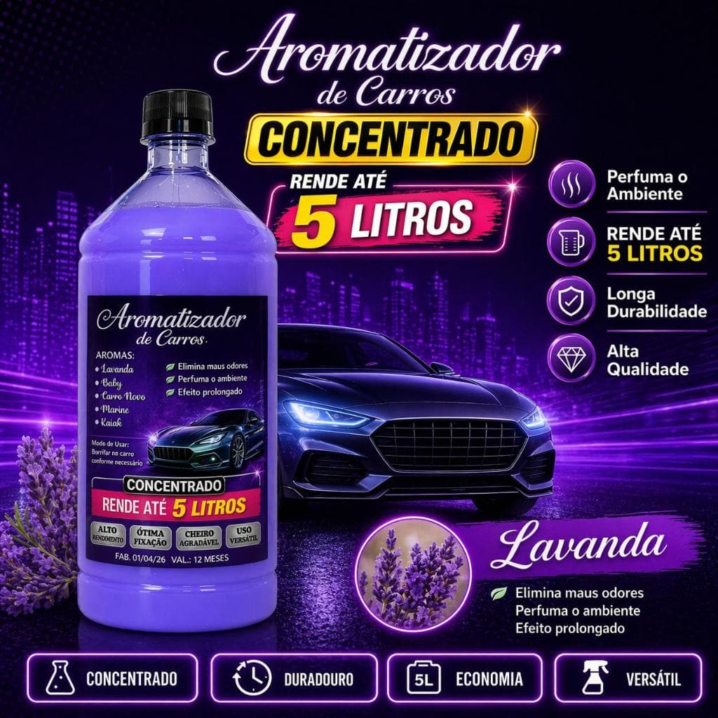 Aromatizador de Carros Concentrado Rende Até 5 Litros | Elimina Odores  | Perfume Automotivo Premium