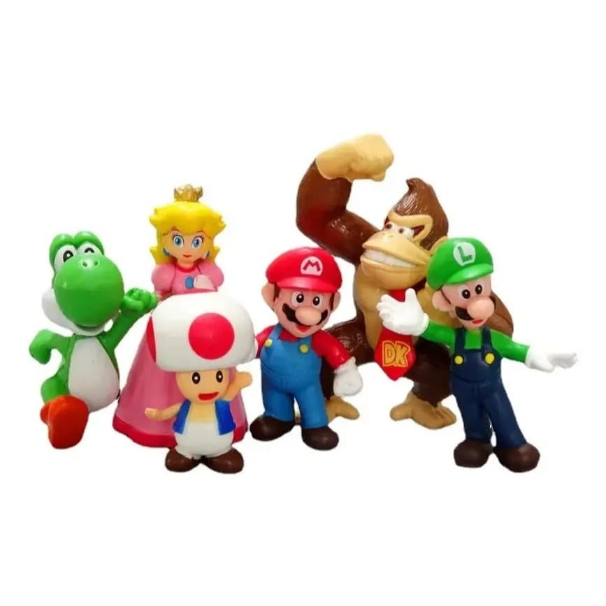 Coleção Action Figure Super Mario 6 Bonecos