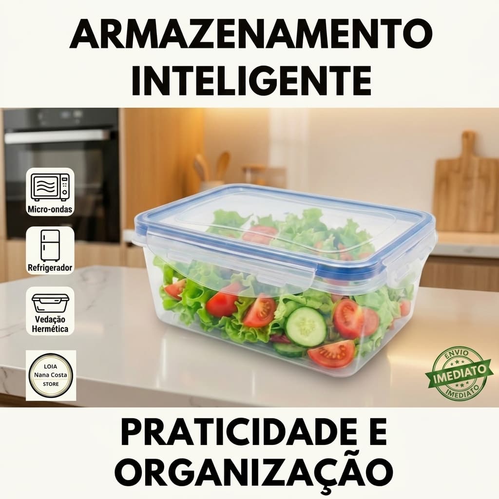 Pote Hermético 500ml Premium - Vedação Total, Vai ao Micro-ondas e Freezer
