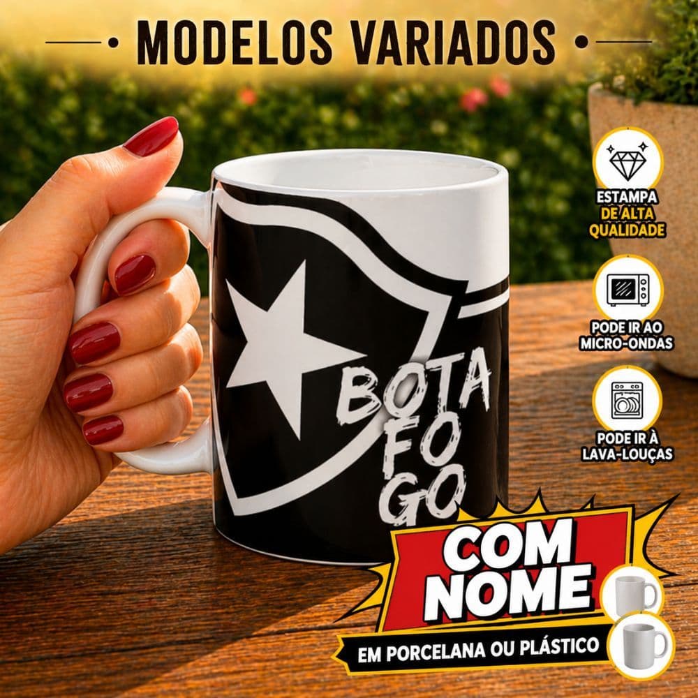 Caneca Personalizada Botafogo COM NOME ( Porcelana ou Plástico )