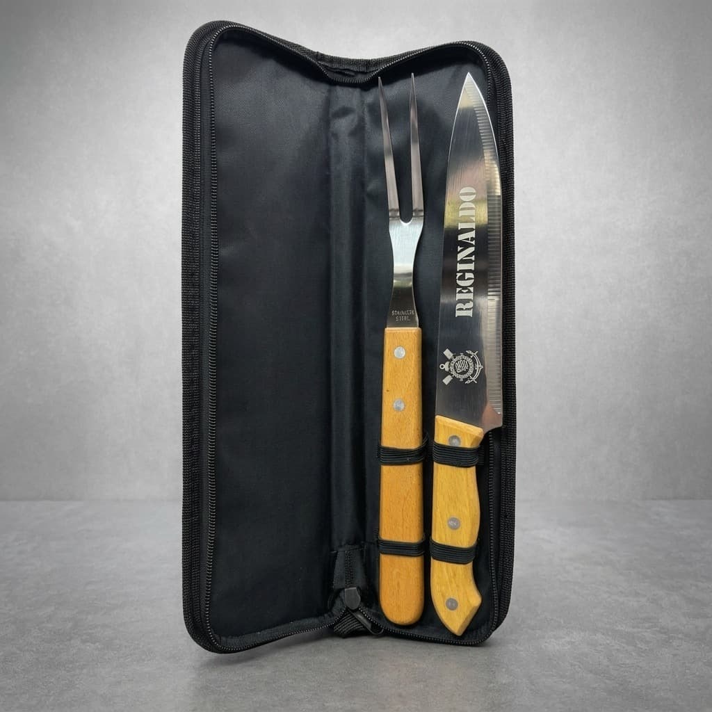 Kit Churrasco personalizado 2 Peças (Garfo e Faca) - Personalize com Nome, Time ou Logo!