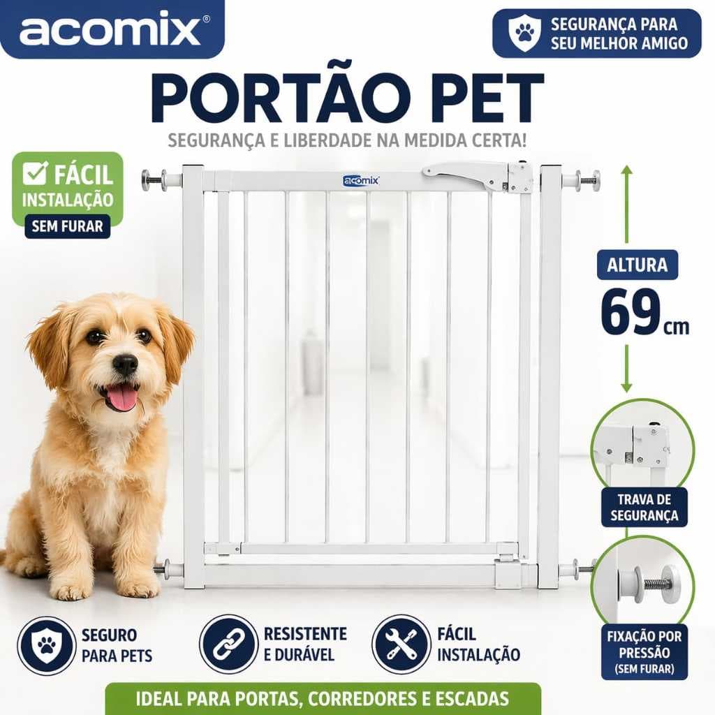 Portão de Segurança Bebê e Pet  Extensor Queima de Estoque Grade Proteção Ajustável Cachorro e Gato