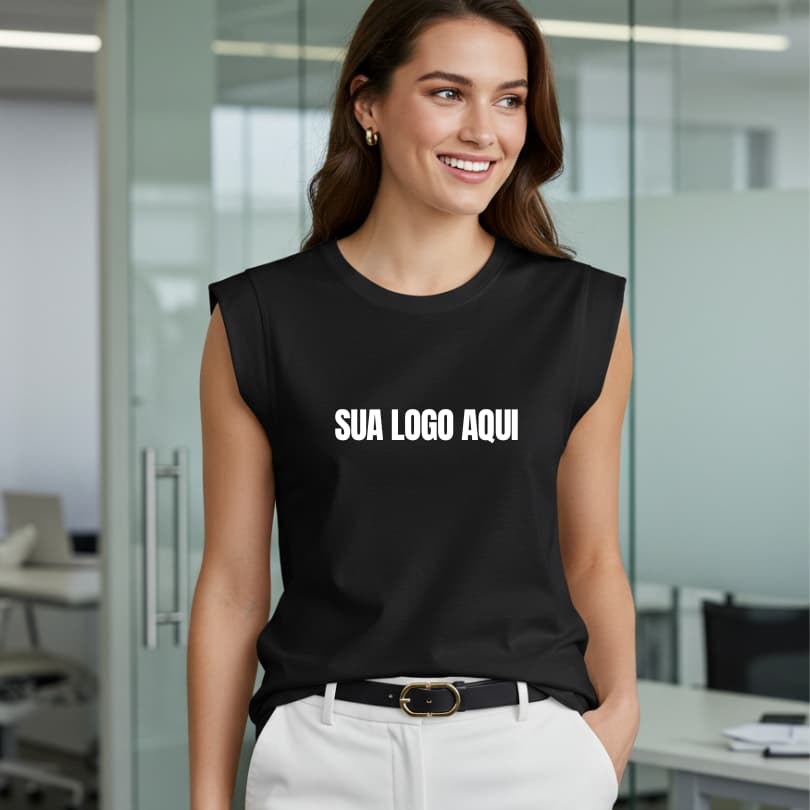 Camisa Personalizada Feminina Muscle Tee com Sua Logo em  Malha 100% Algodão Premium