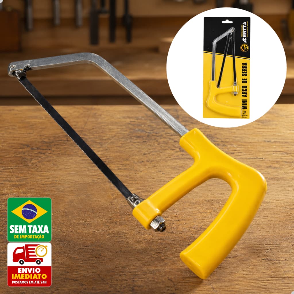 Mini Arco Serra JR 24cm com 2 Lâminas 14cm Aço Inox Cabo Plástico Corte Preciso