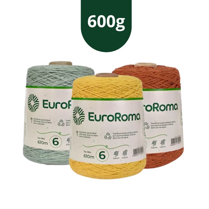 Fio Barbante N°6 Cores EuroRoma 600 - Cores - Tricô / Crochê