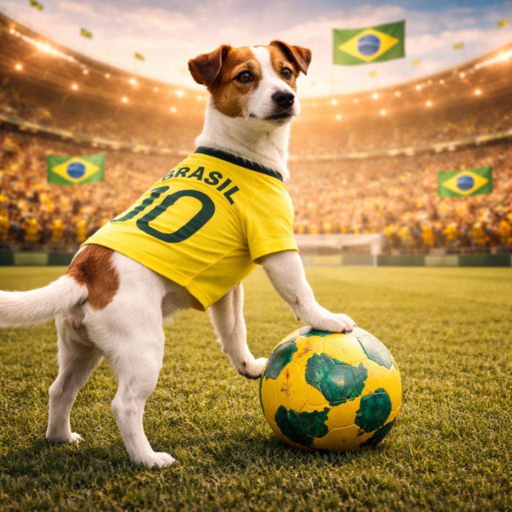 CAMISETA PARA CÃES BRASIL 10 DE ALGODÃO