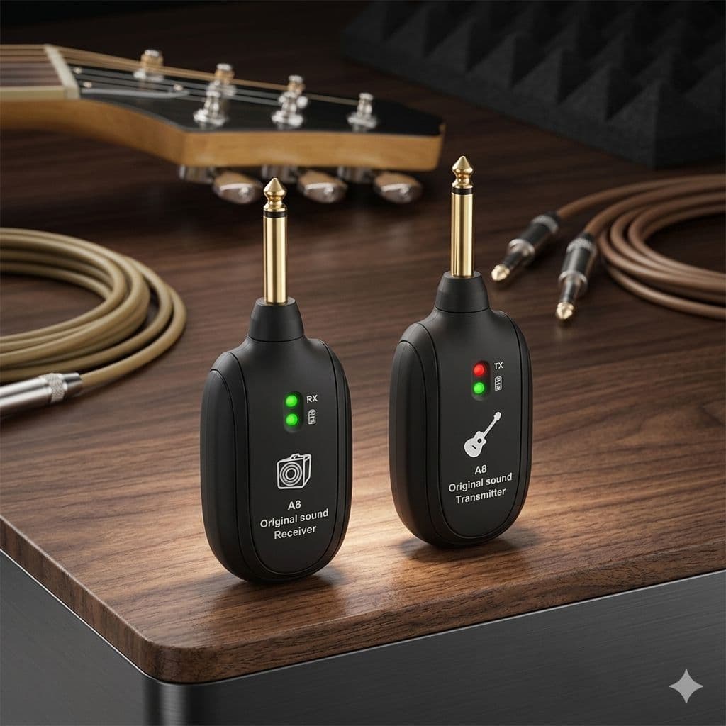 Transmissor da guitarra elétrica do sistema sem fio 8x & receptor do amplificador recarregável incorporado Metal & mater