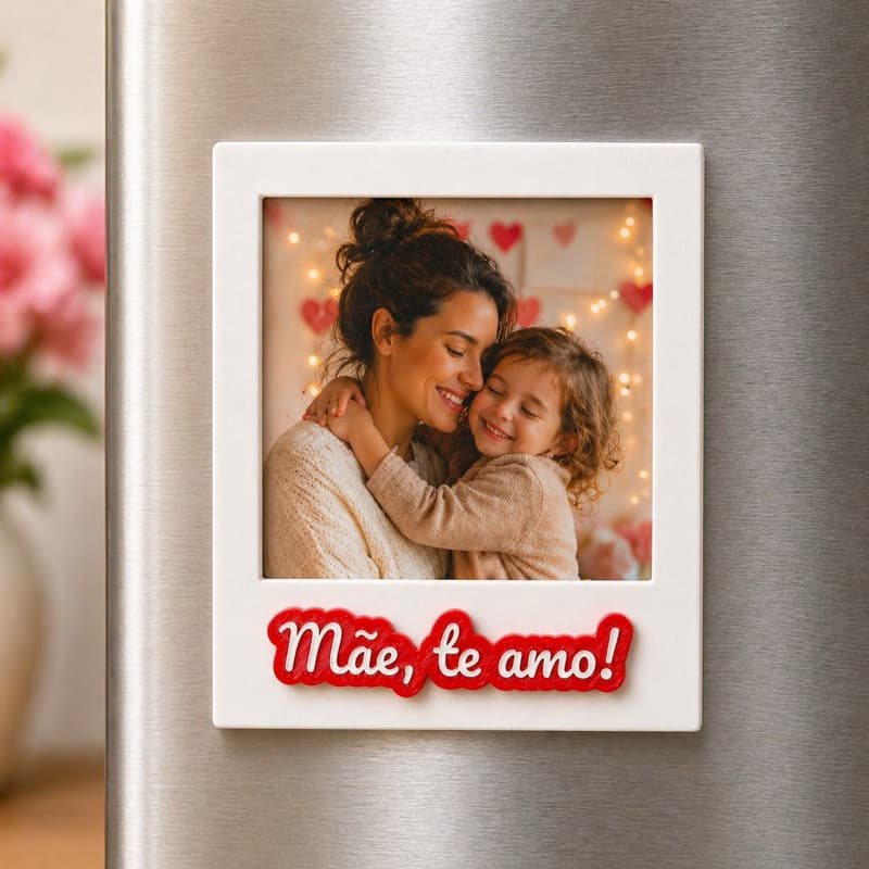 Presente Dia das Mães Personalizado Porta Retrato Imã Geladeira com Foto Mãe Te Amo