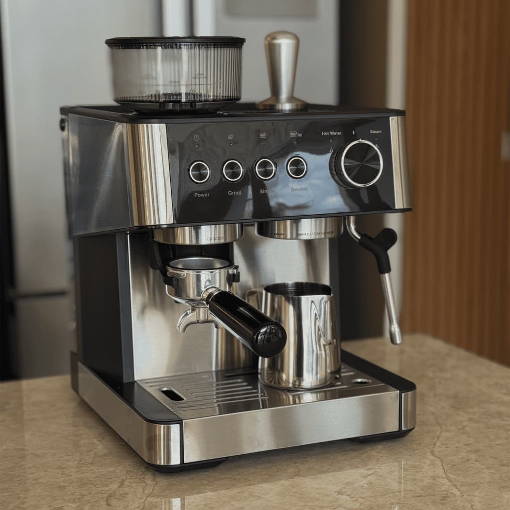 Cafeteira Expresso Profissional 15 Bar Moedor Integrado 220V Inox