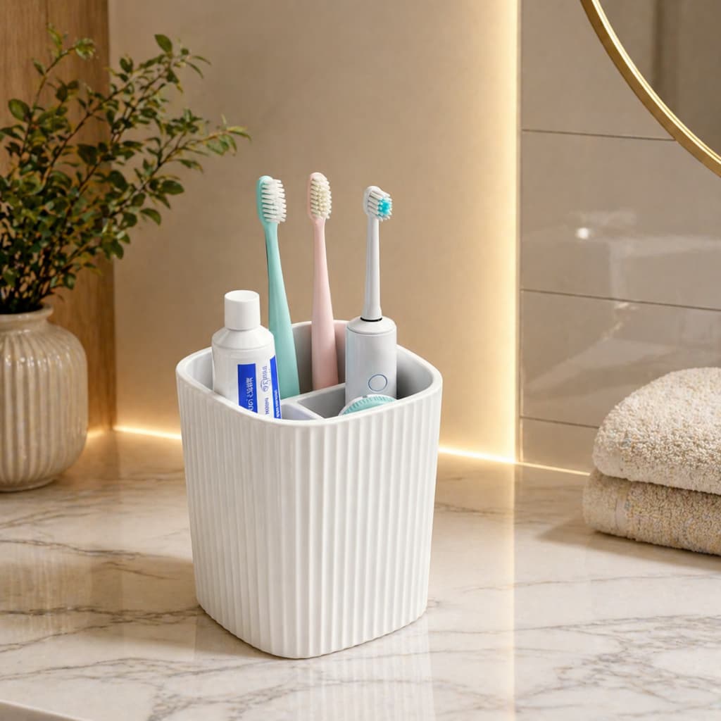 Organizador de Escova de Dente Banheiro Porta Escova Moderno Compacto