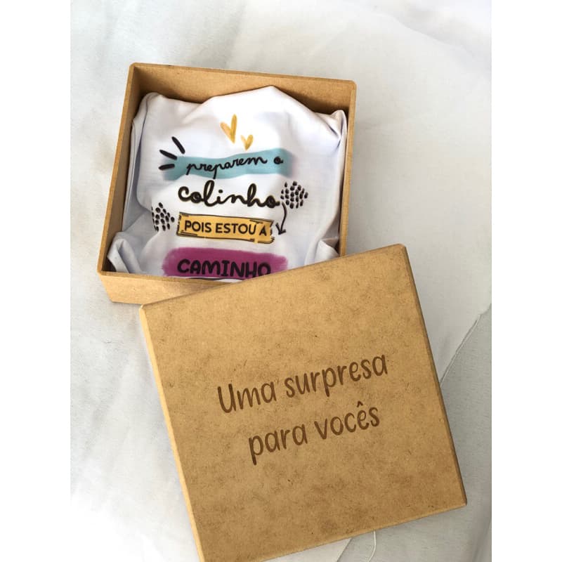 Caixa revelação gravidez body Preparem o colinho pois estou a caminho descoberta gravidez