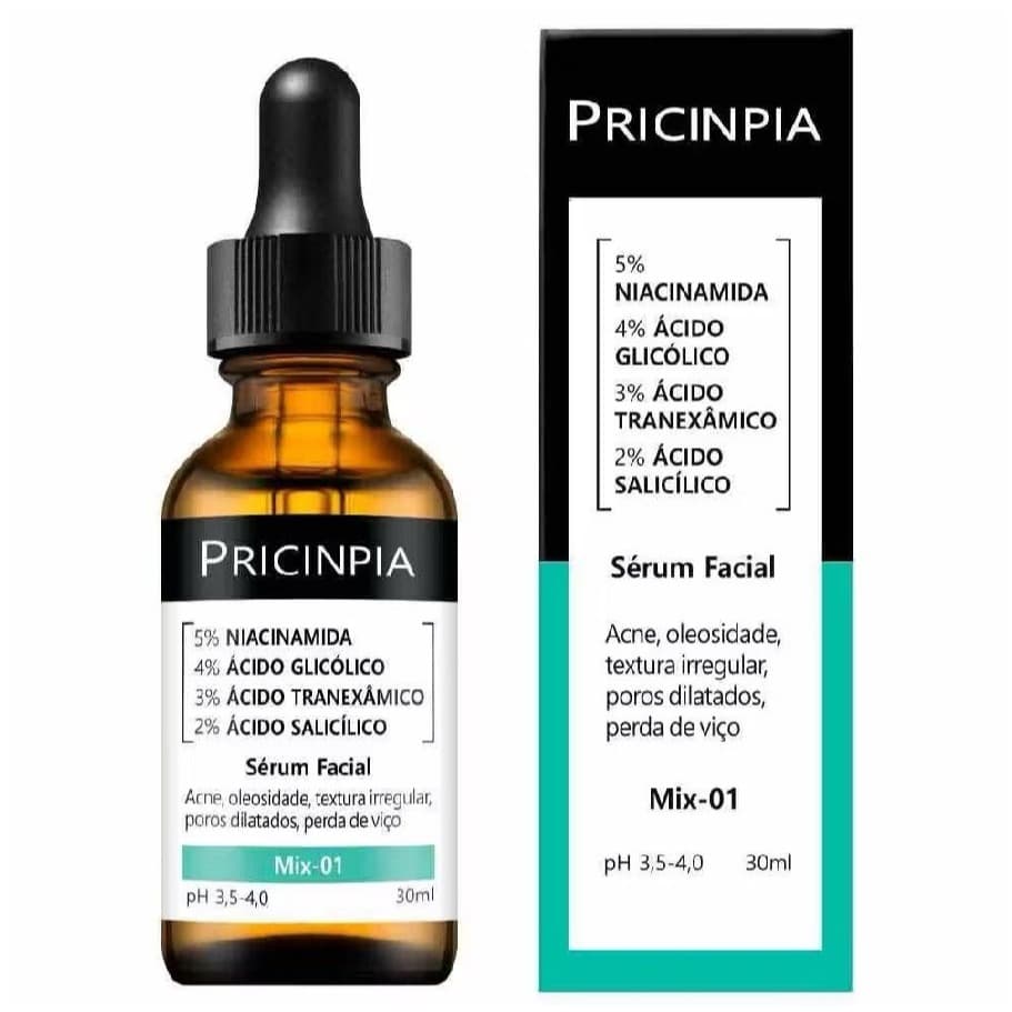 MIX-01 Sérum com mix de 4 ativos: 5% de Niacinamida, 4% de Ácido Glicólico, 3% WE