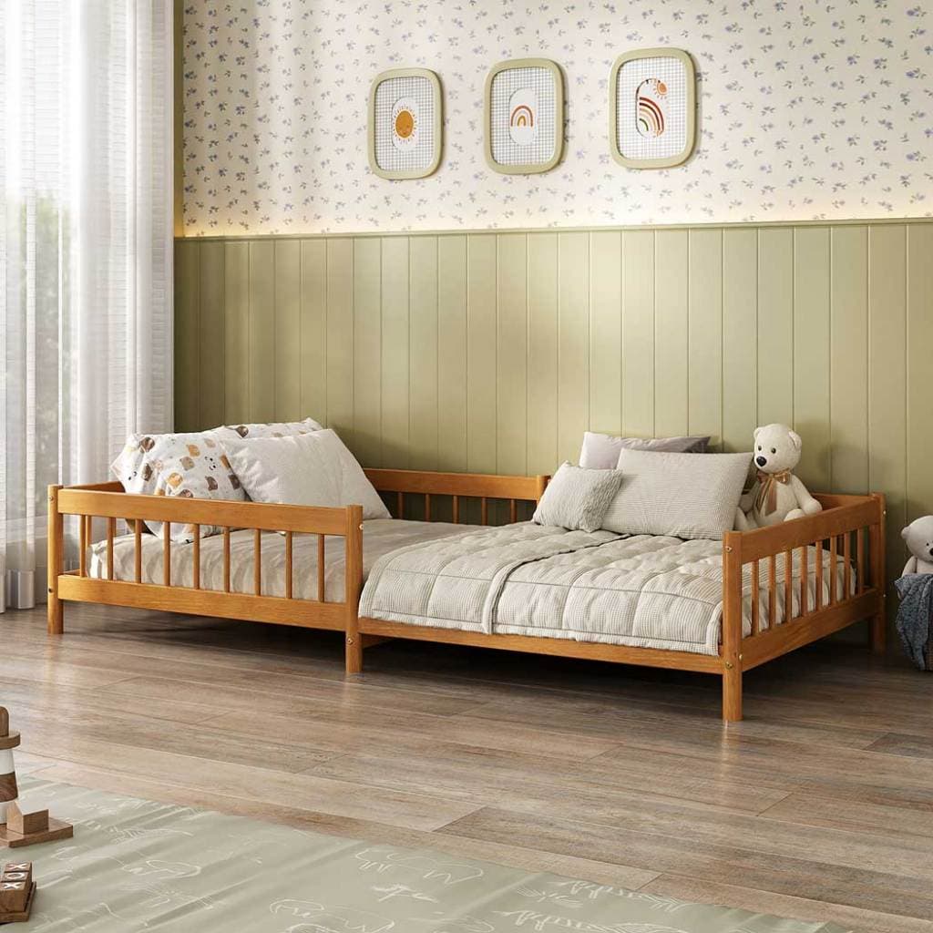 Cama Montessori Reforçada Infantil 90x190cm Madeira Com Estrado Cor Mel Dudy