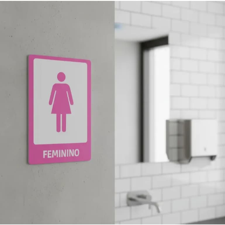 kit 2 Placa Banheiro Feminino e Masculino PS Sinalização