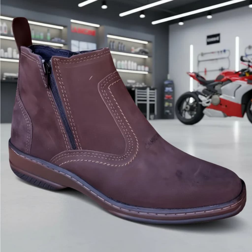 Bota Casual Couro Nobuck Botina Agro Agronegocio Agronomia Vaquejada Cavalgada Rodeio Fazenda 2220