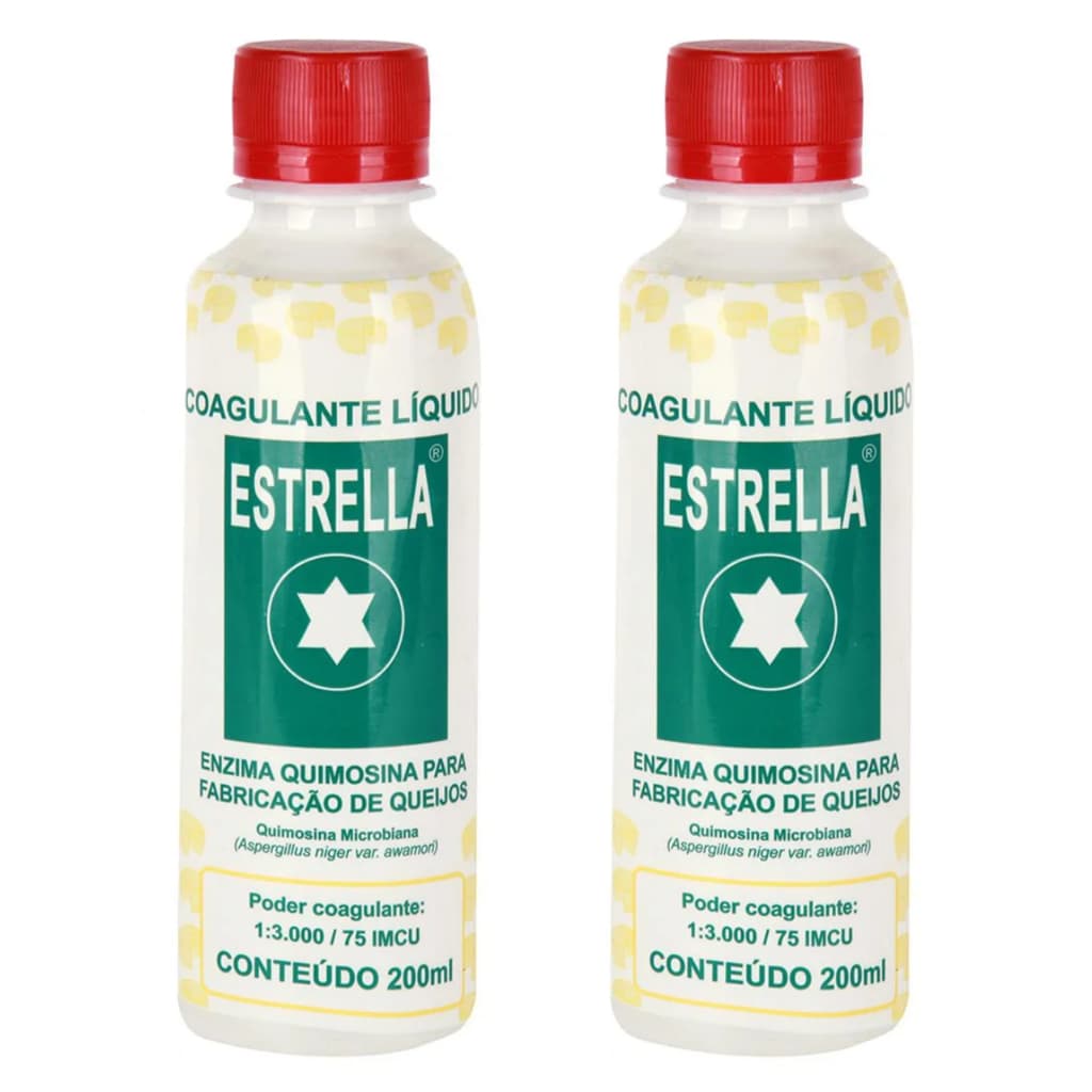 Kit 2 Coalho Coagulante Líquido Estrela Frasco 200ml cd - Para Queijo