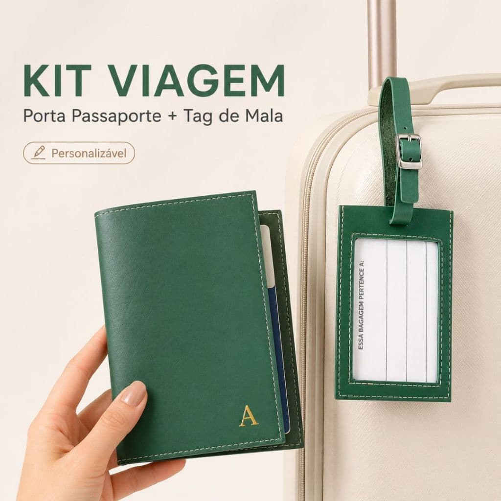Kit Porta Passaporte Personalizado Com Tag de Mala Viagem Porta Cartões