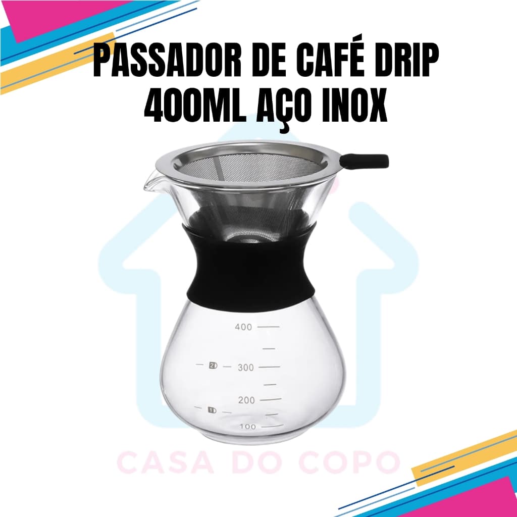 Passador De Café Drip Aço Inox- 400ml