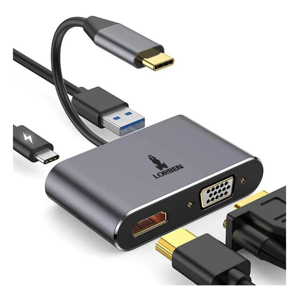 Hub Adaptador 4 em 1 USB Tipo-C Multifuncional AU-96