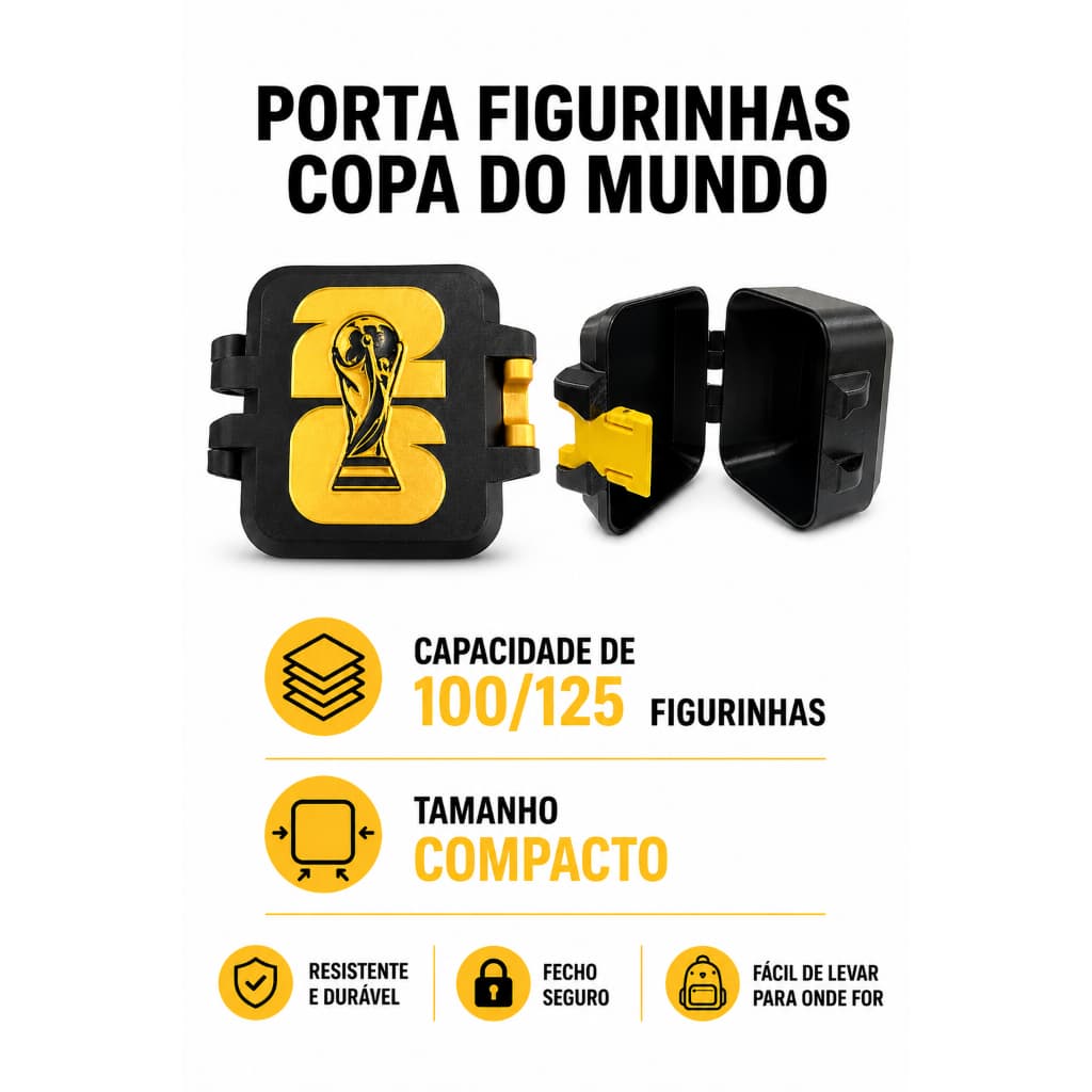 Porta Figurinhas Copa do Mundo Caixa Maleta Organizadora 3D