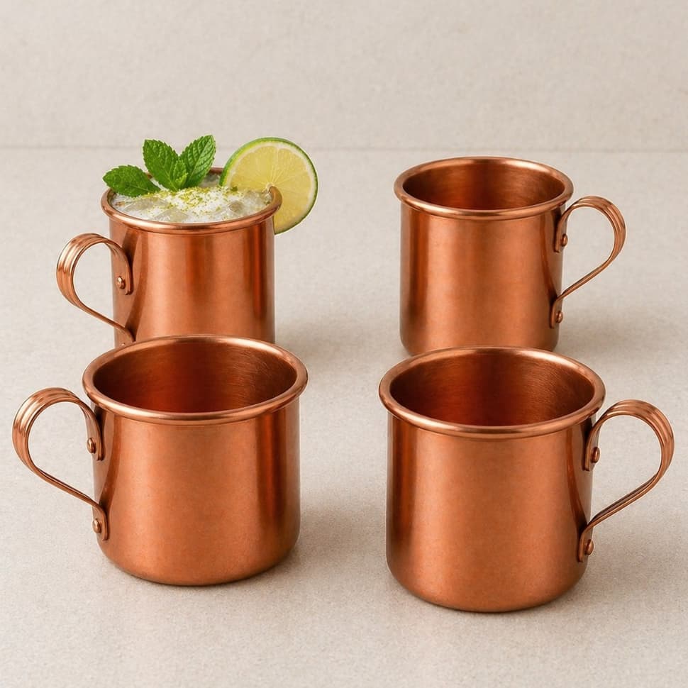 4 Canecas 350ML Moscou Mule Aluminio Pintadas Cobre Drink Festas