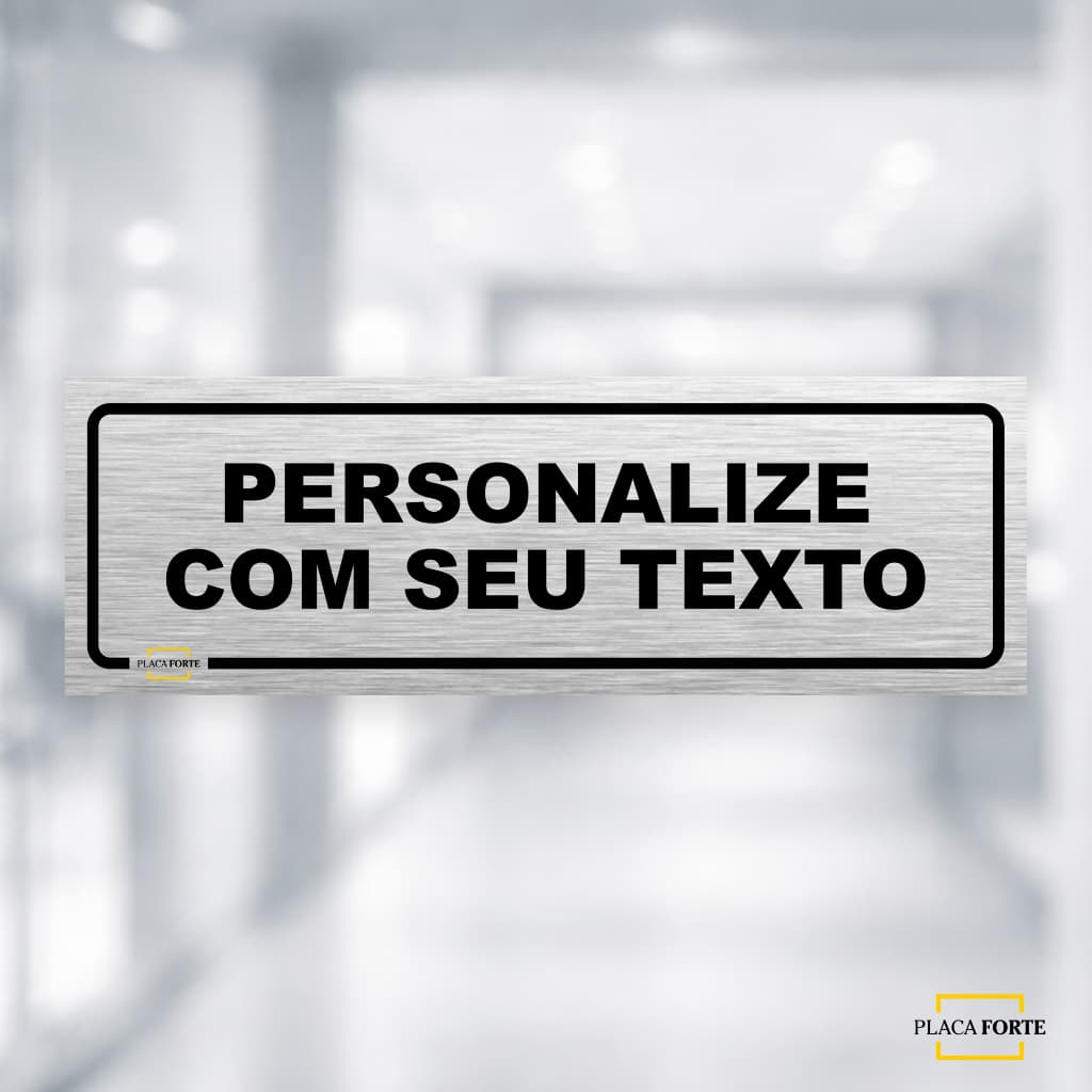 Placa Personalizada Sinalização Aviso com Fita Dupla Face Coloque Seu Texto 30x10cm