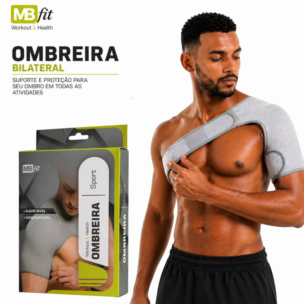 Ombreira Suporte Tensor para Ombro MBFit Protetor Bilateral Ajustável Ortopedico