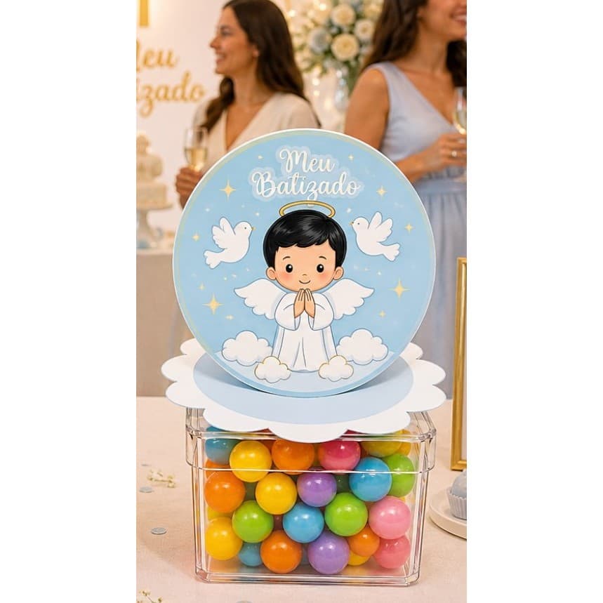 Aplique 3D Anjinho para Caixa Acrílica | Lembrancinha Aniversário | Festa Infantil | ENVIO IMEDIATO