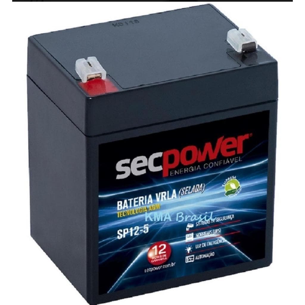 12V 5AH COMPATIVEL COM A 12V 4AH E 4,5AH PARA NO BREAK , ALARMES , AUTOMAÇÃO E BRINQUEDOS.