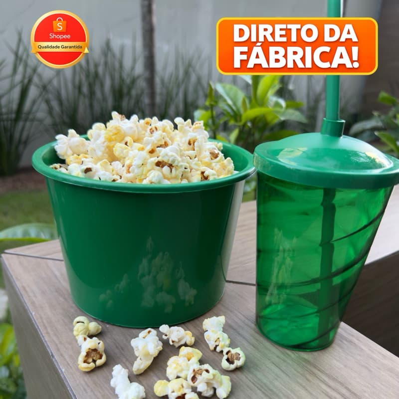 KIT Cinema • 10 Copo Twistter e 10 Balde de pipoca | Festas e Lembrancinhas