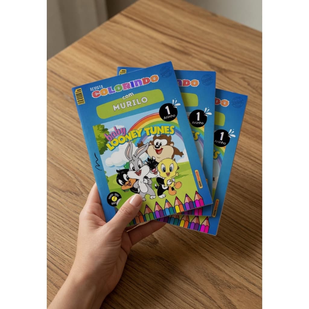 Kit Revistinha Livro de Colorir Infantil   Festa Lembrancinha Prenda PERSONALIZADO - BABY LOONEY TUNES livrinho