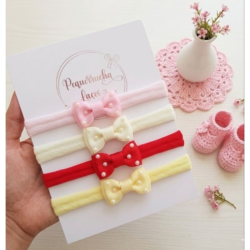 Kit laços para bebê 4 unidades faixinhas