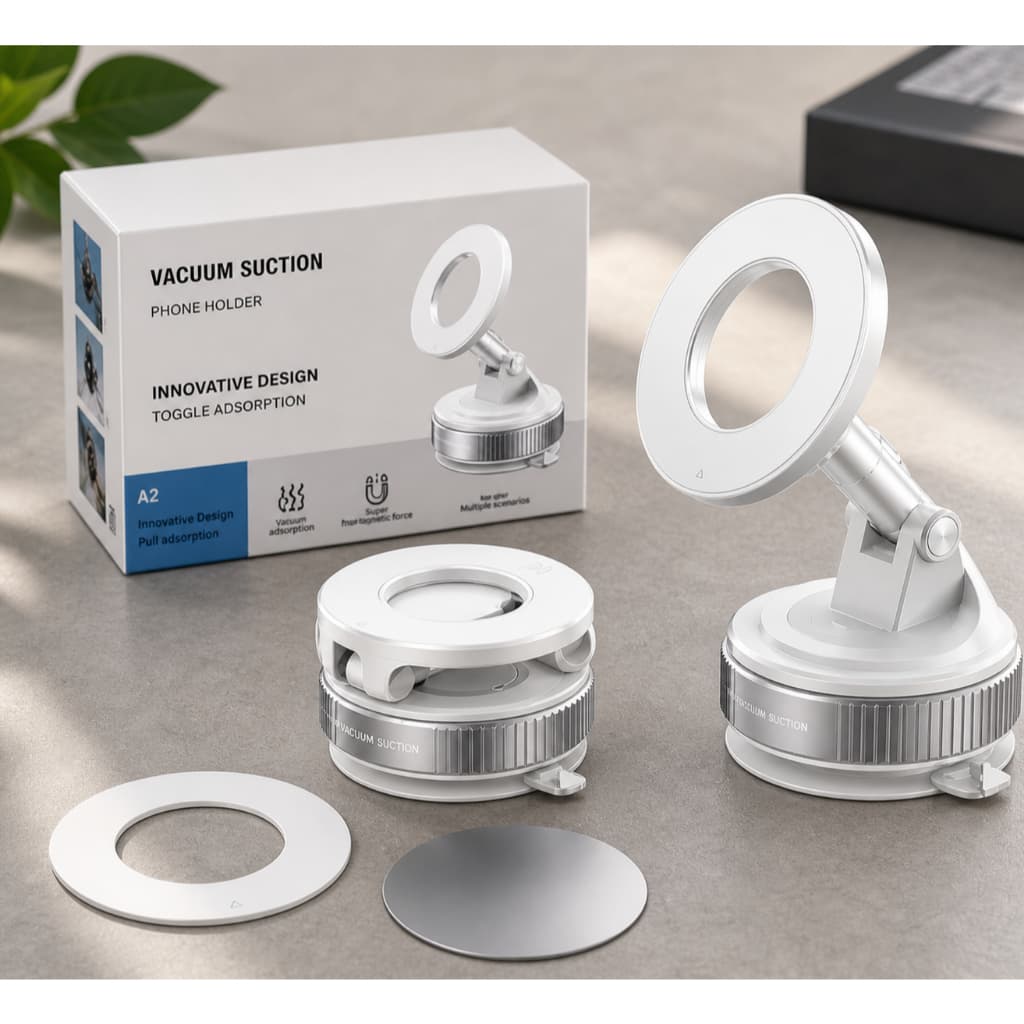 Suporte Veicular Magnético com Ventosa Vacuum A2 para Celular 360°