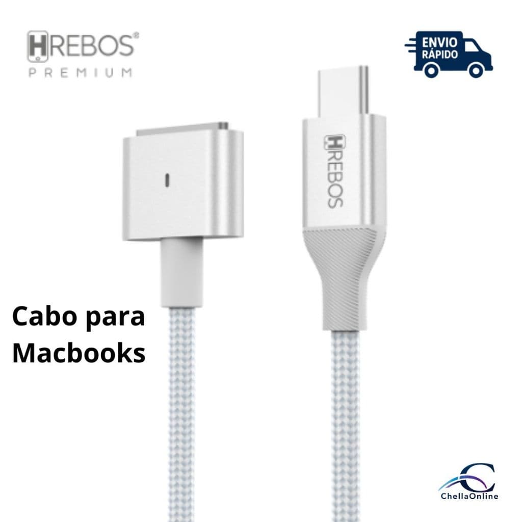 Cabo para Macbooks USB-C 140W MacSync Hrebos CB-702 1.2m Reforçado Carregamento Rápido