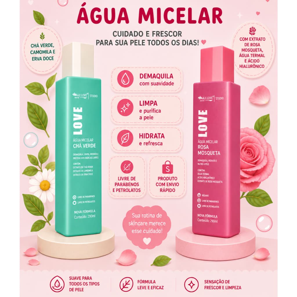 Água Micelar Max Love - Nova Fórmula 290ml