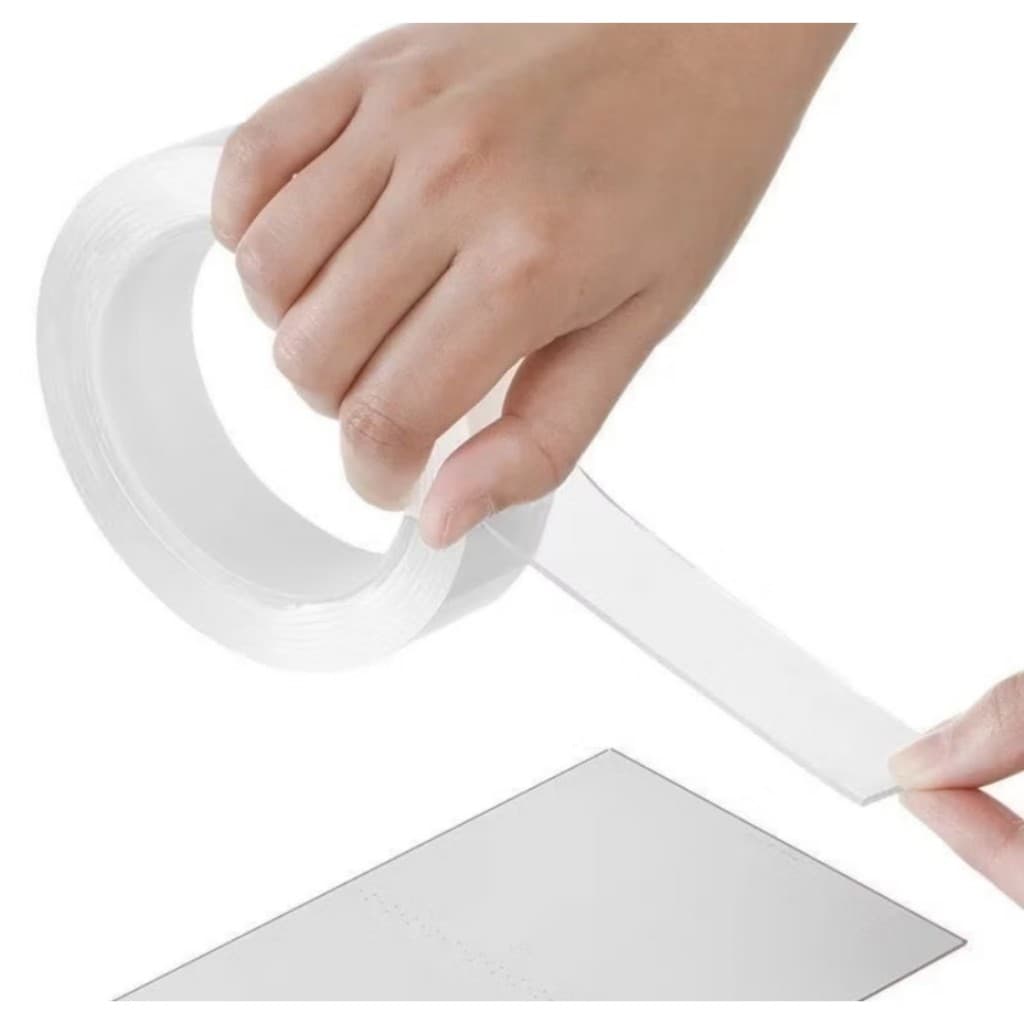 Fita Dupla Face 1M Gel Transparente - Super Adesiva, Lavável e Reutilizável, 1 Metros