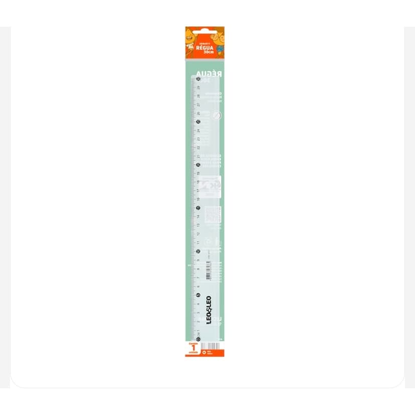 Régua Plástica 30 cm Transparente Escolar Escritório Leo &Leo