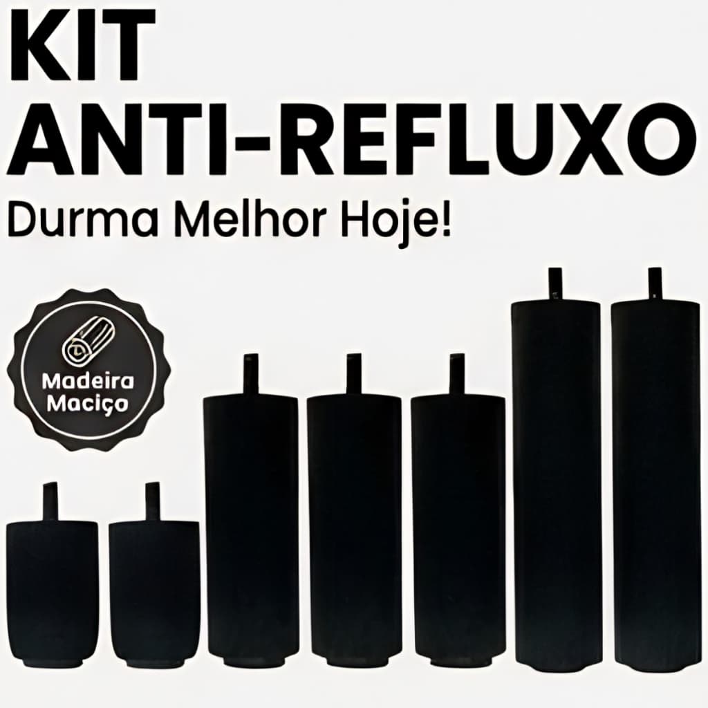 Kit Pés Anti Refluxo Para Casal Tamanho Queen 12 Pés Madeira