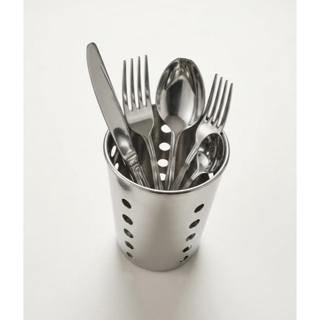 PORTA TALHER / ESCORREDOR DE TALHER DE INOX REDONDO VAZADO PREMIUM 15X10CM