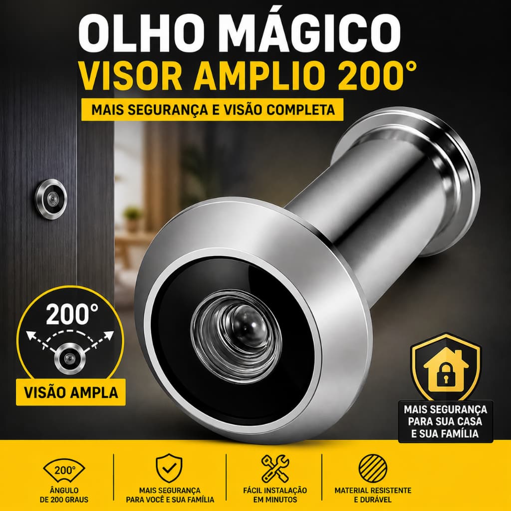 Visor Olho Mágico Porta 200° Espião Segurança Casa Apartamento Universal Reguranca para sua Familia