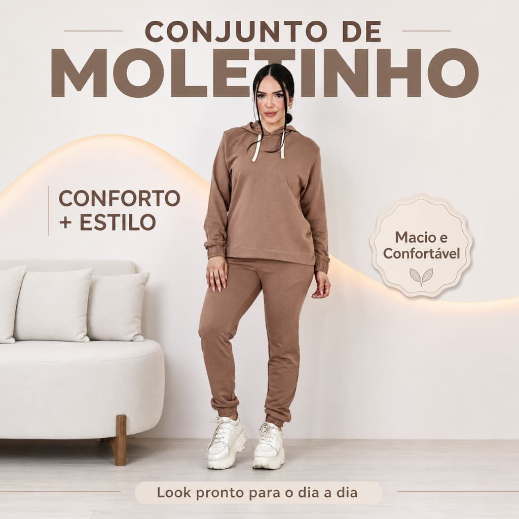 Conjunto Moletinho Feminino Confortável Estiloso Moleton